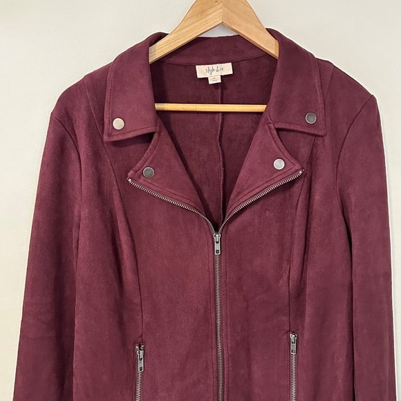 Style & Co brand | Women’s size Medium Moto Style Jacket Faux Suede Plum colou - Picture 3 of 6